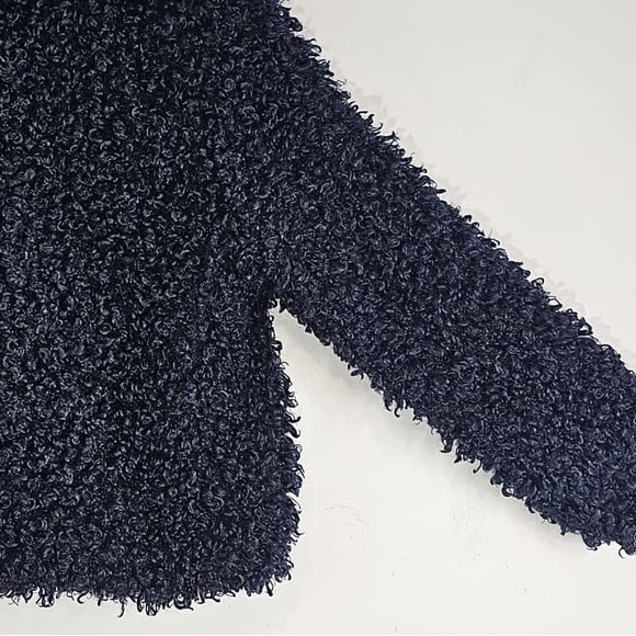 Zara Navy Blue Faux Shearling Teddy Coat Sz. Large *RARE/BLOGGER FAVE* - Picture 8 of 10